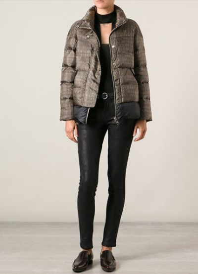Moncler Gamme Rouge Gray Crocodile Skin Print Padded Jacket