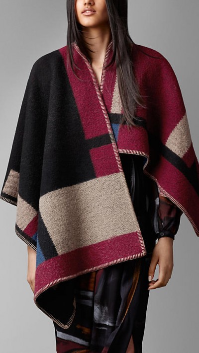 Colourblock Check Blanket Poncho by Burberry