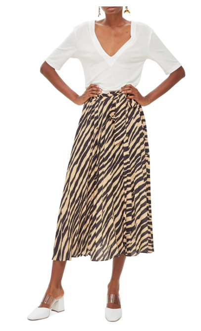 Zebra Print Pleated Midi Wrap Skirt, Main, color, BLACK MULTIZebra Print Pleated Midi Wrap Skirt, Main, color, BLACK MULTI (4) Zebra Print Pleated Midi Wrap Skirt