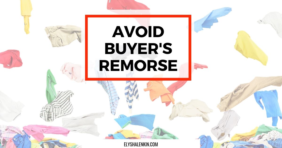Avoid buyer's remorse. Pile of colorful clothes with plaid and stripes. Clothes are flying through the air.